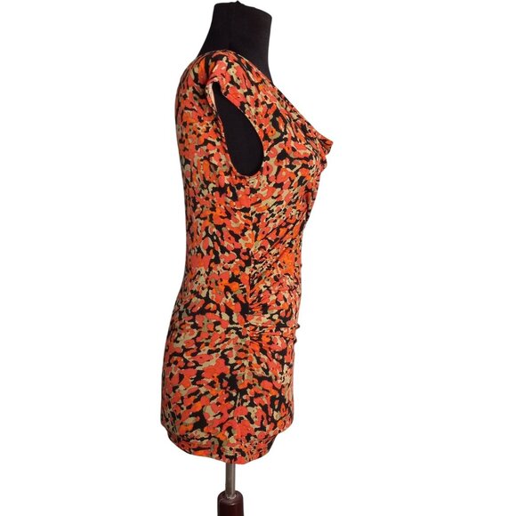 Vince Camuto XS Tunic Top Abstract Print Sleeveless Ruched Wrap V Neck Stretch - Picture 4 of 7